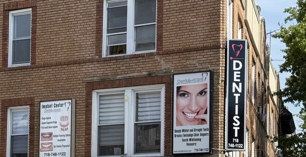 The Dental Art Care building and signs on 83rd Street in Bay Ridge, Brooklyn